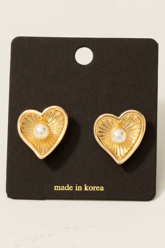 Pearl Heart Studs