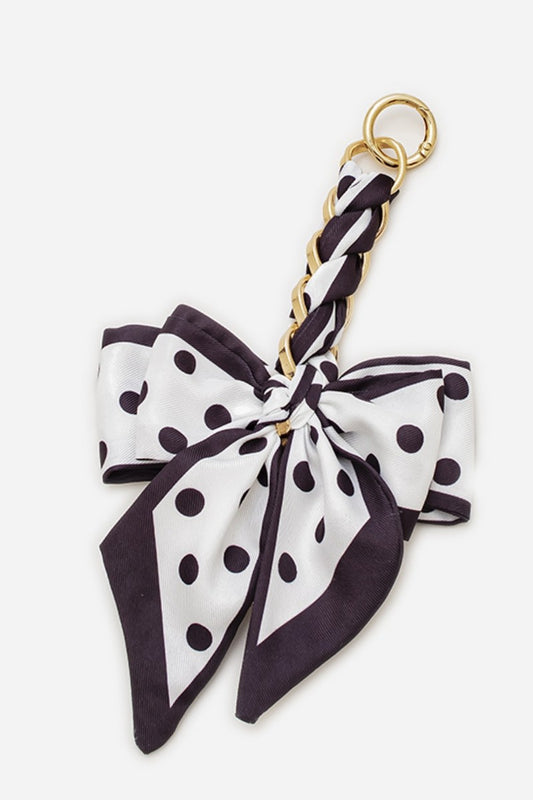 Scarf Bag Charm Black/White Polkadot