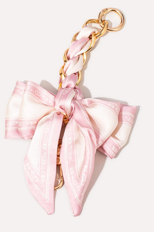 Scarf Bag Charm Pink Paisley