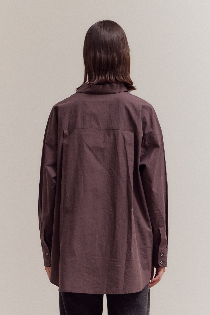 Oversized Button Down Top Aubergine