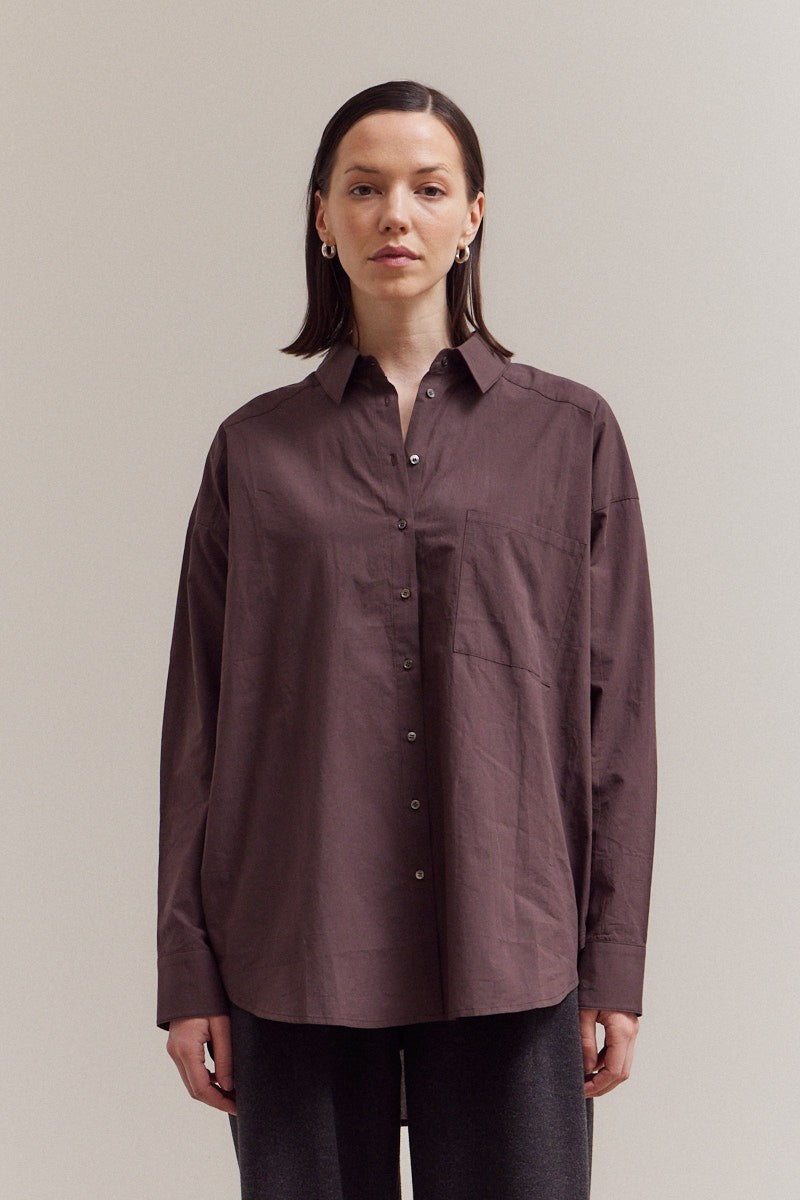 Oversized Button Down Top Aubergine