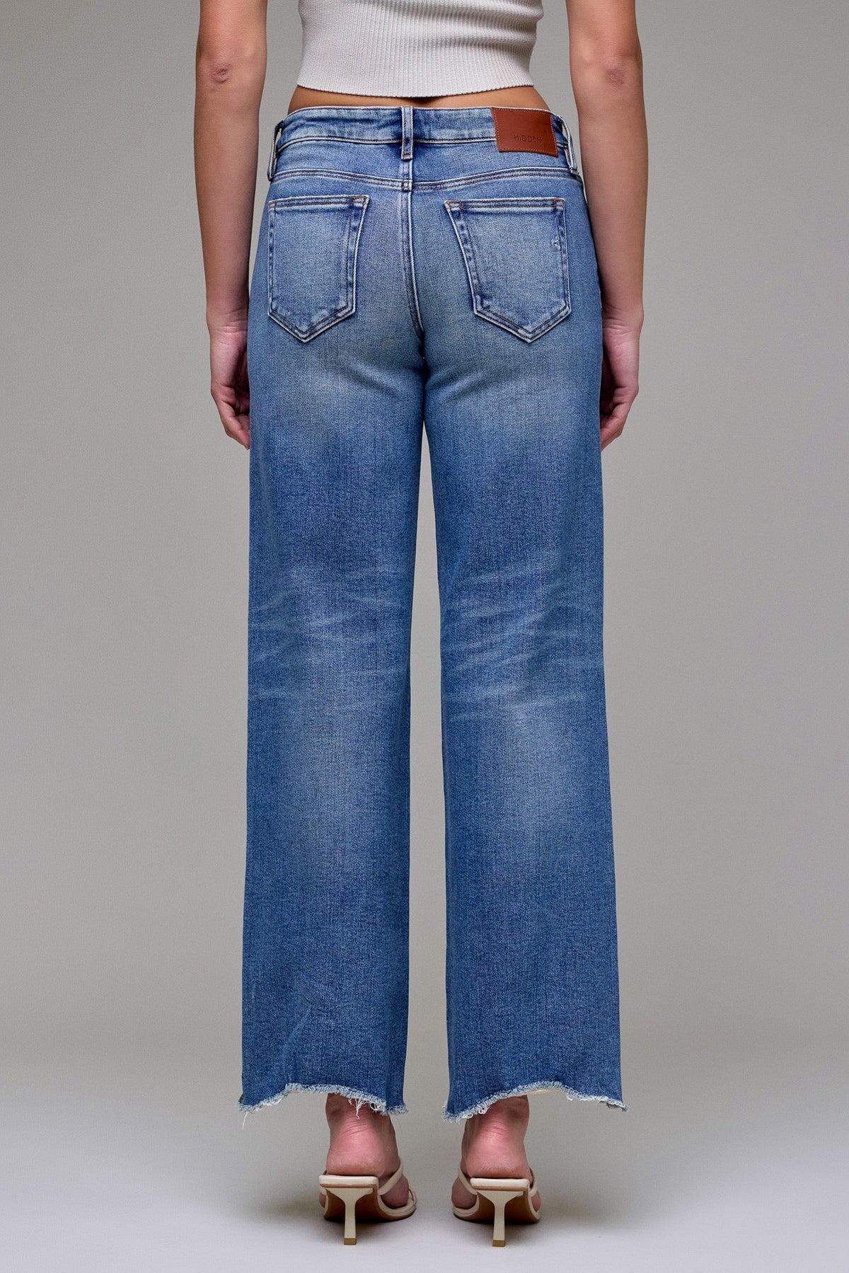Chewed Hem Low Rise Dad Jeans