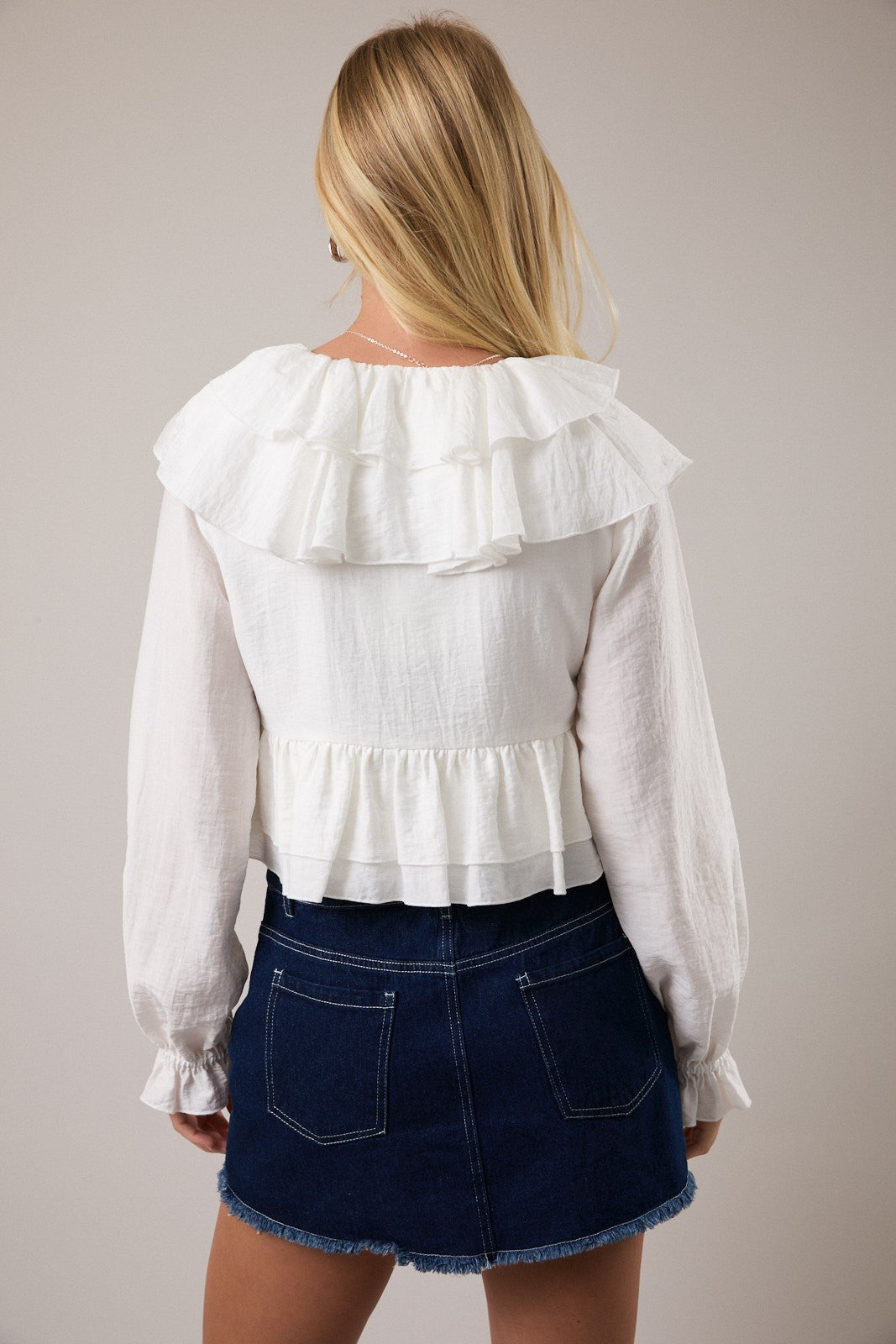 Jasmine White Ruffle Blouse - Clothe Boutique