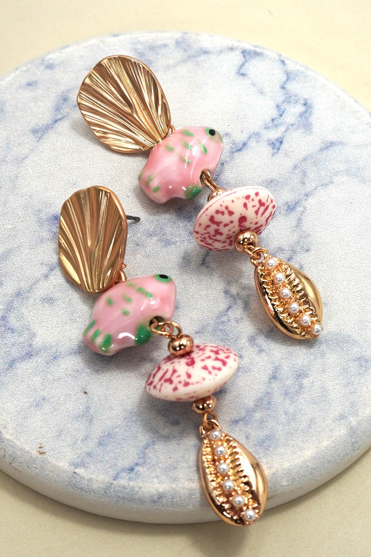Pink Porcelain Shell Earrings