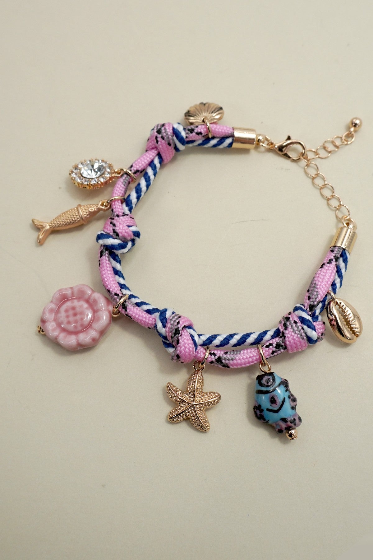 Corded Charm Fish Bracelet