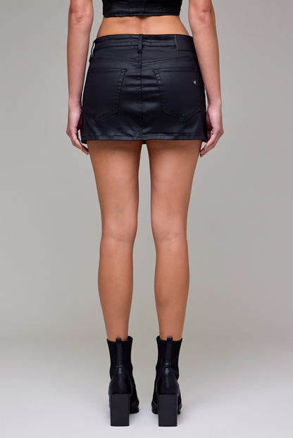 Coated Micro Mini Skirt Black - Clothe Boutique