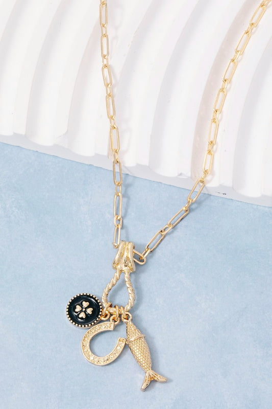 Fish & Clover Necklace