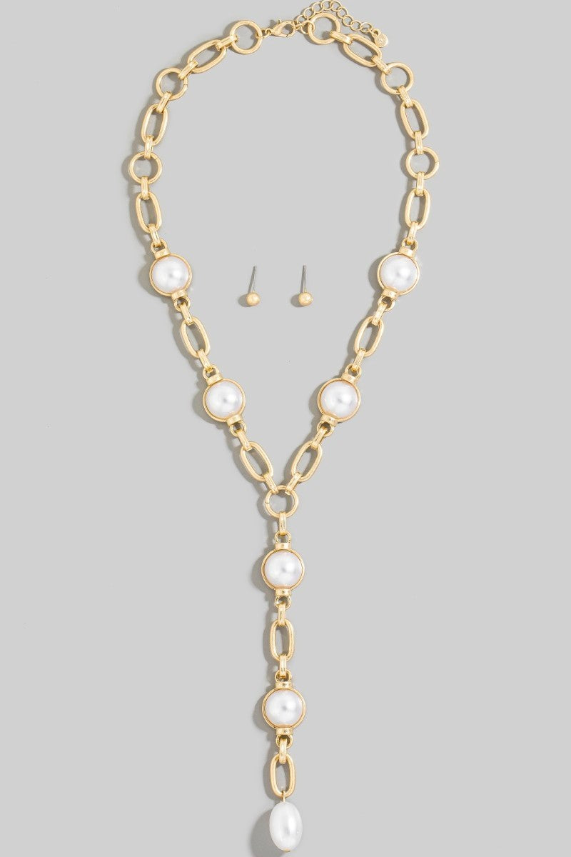 Oval Pearl Y Chain
