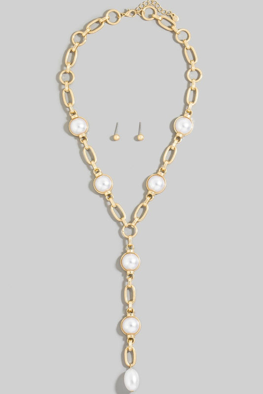 Oval Pearl Y Chain