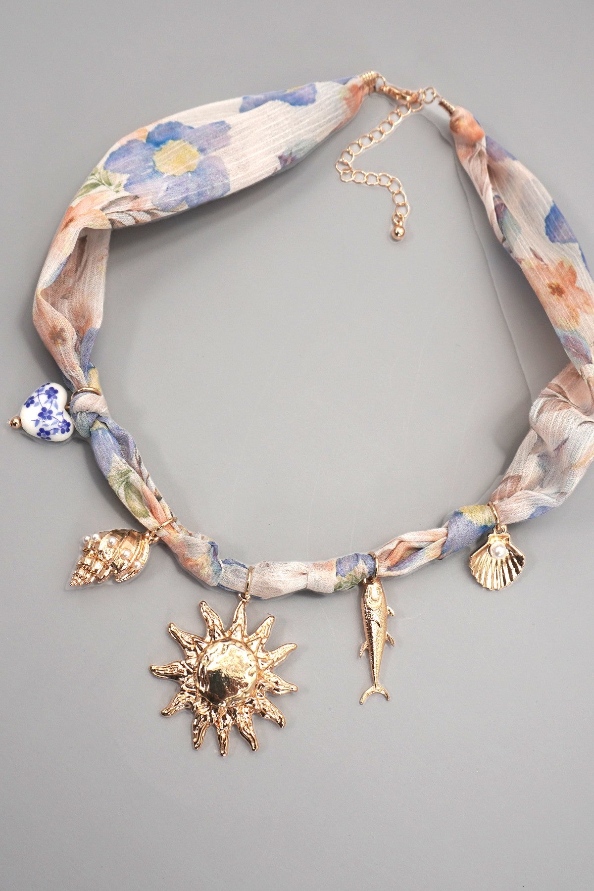 Sun & Fish Scarf Necklace