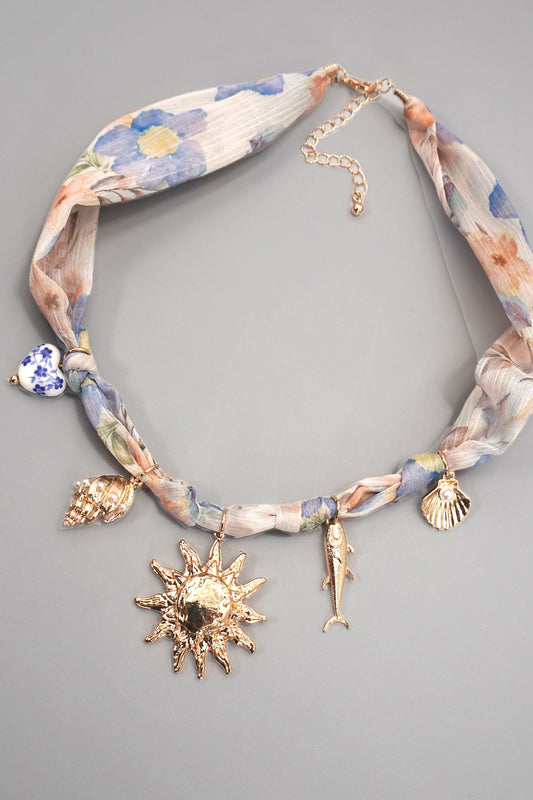 Sun & Fish Scarf Necklace