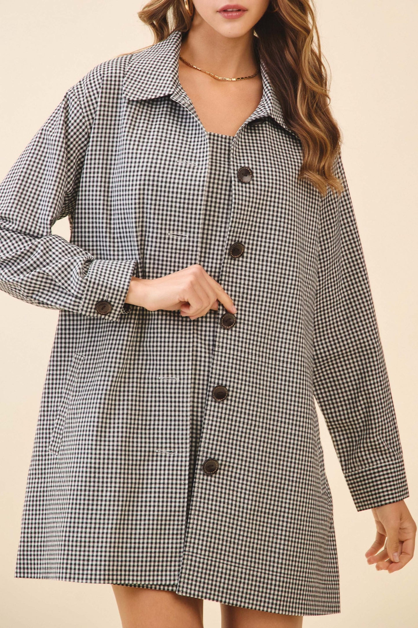 Black Oversized Gingham Jacket