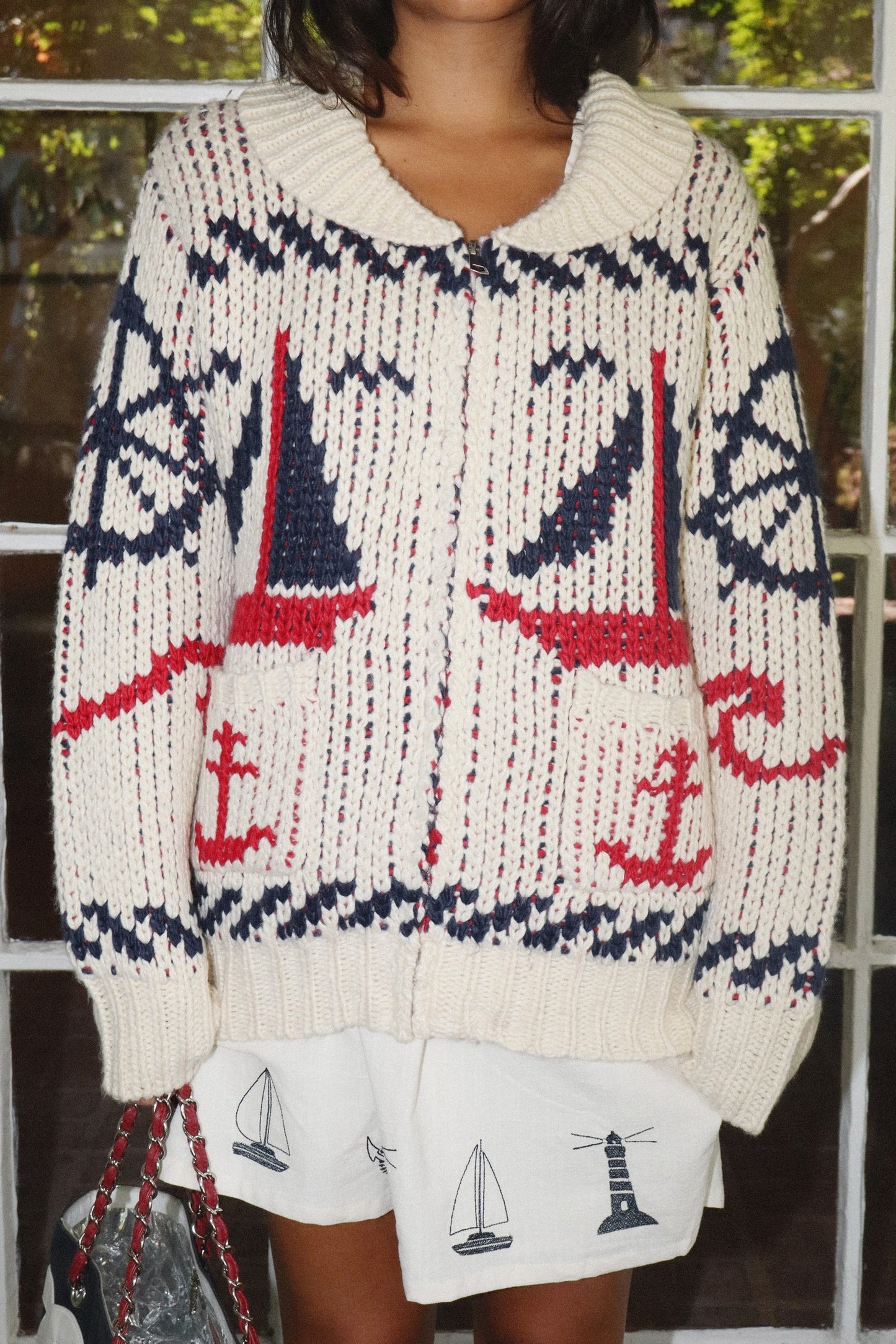 Sailboats Knit Cardigan - Clothe Boutique