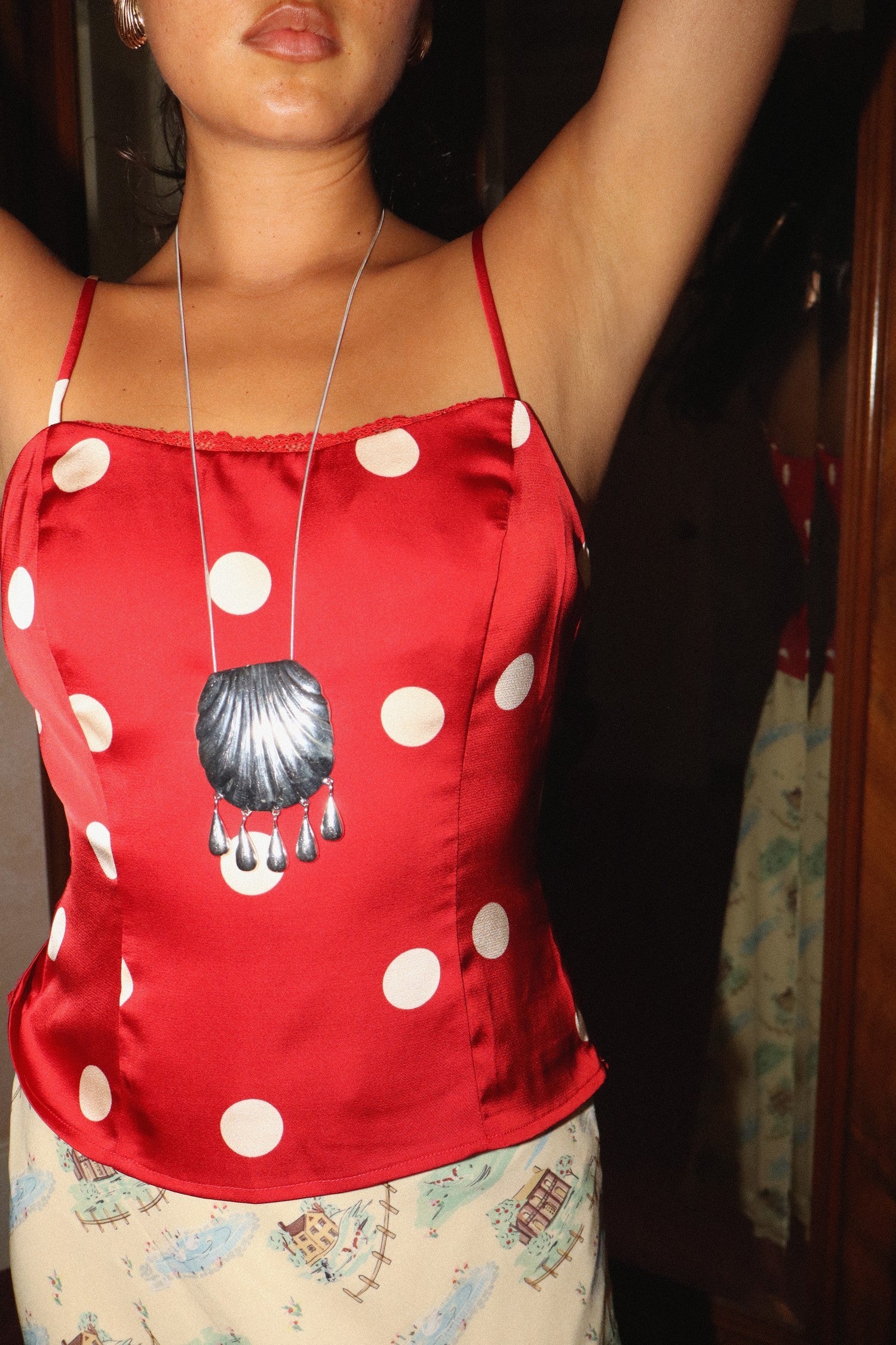 Cherry Polka Dot Satin Cami Top - Clothe Boutique