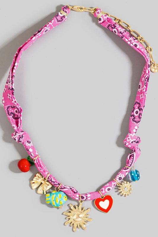 Sun & Bow Charm Bandana Necklace