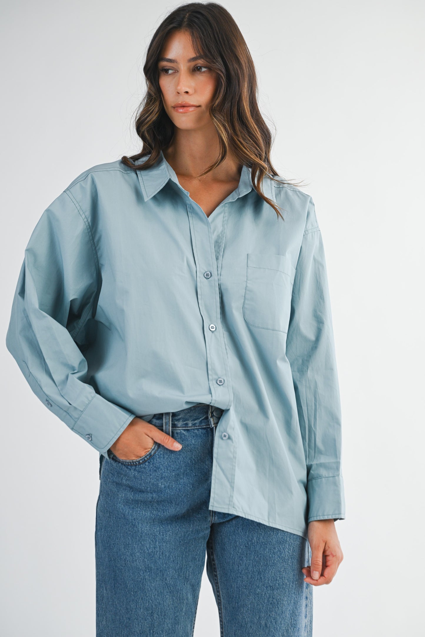 Oversized Button Up Denim Blue