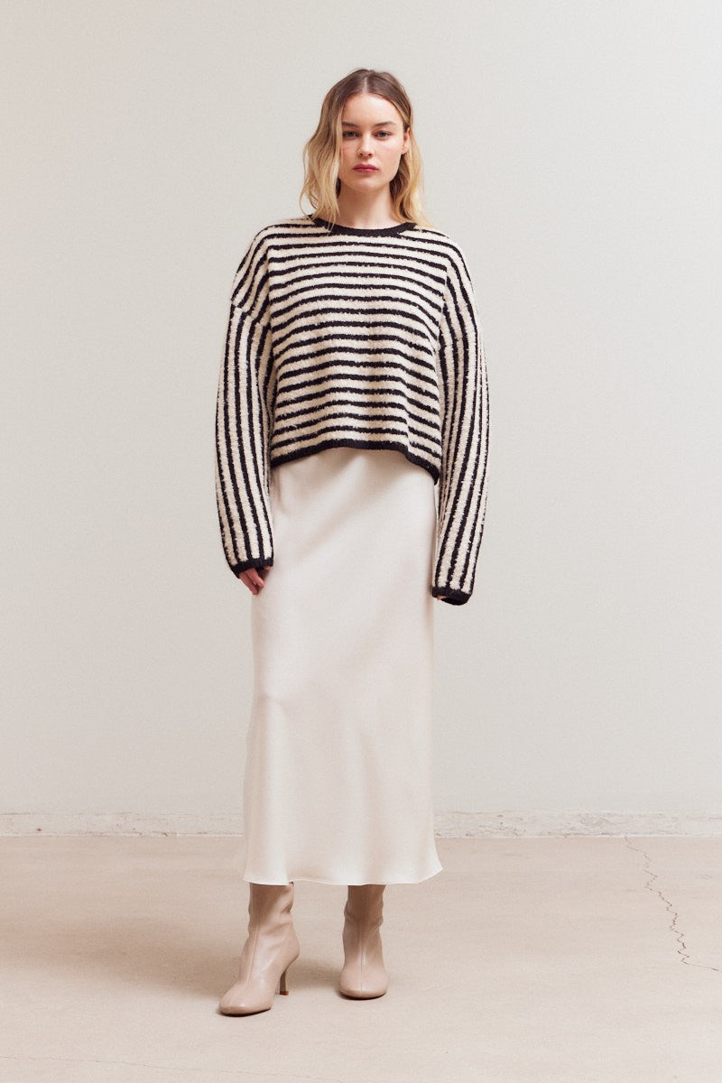 Black Striped Casual Knit Top