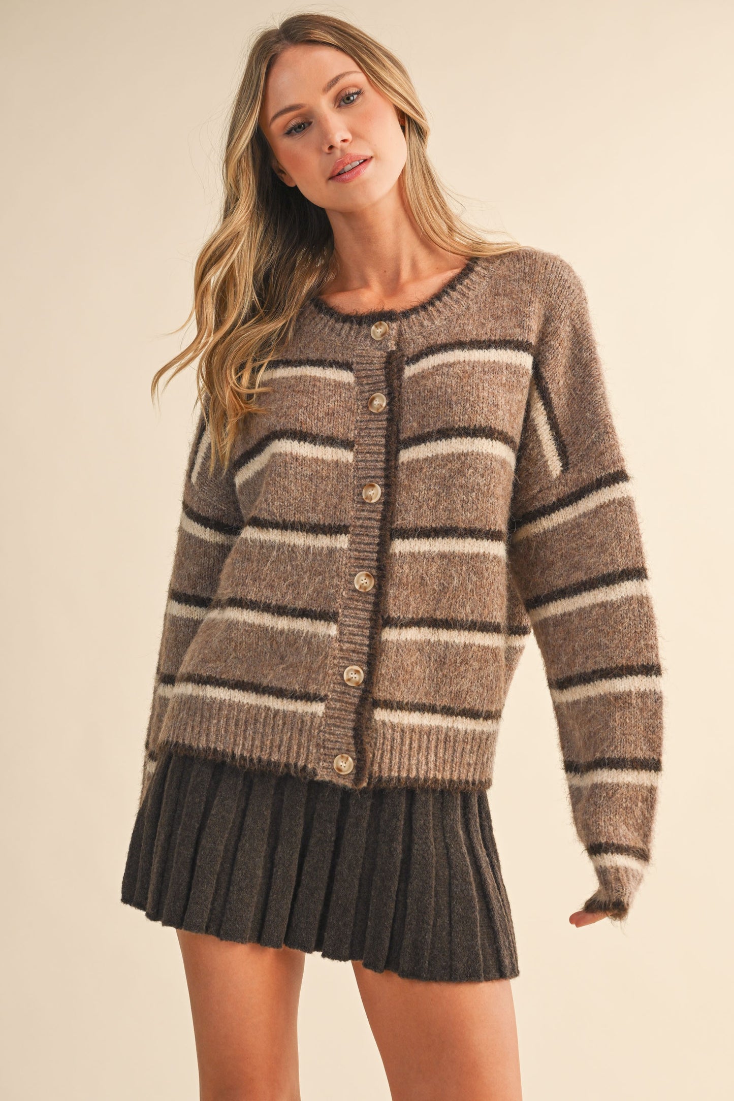 Light Brown Stripe Combo Sweater