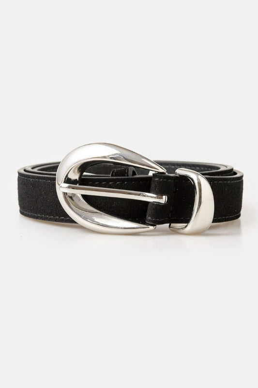 Oval Buckle Belt Silver/Black