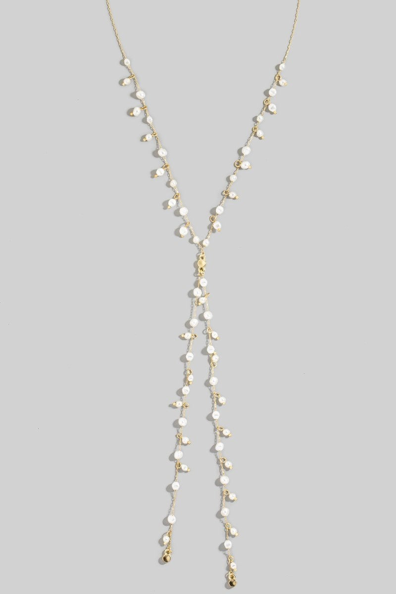 Dainty Y Chain Pearl Necklace