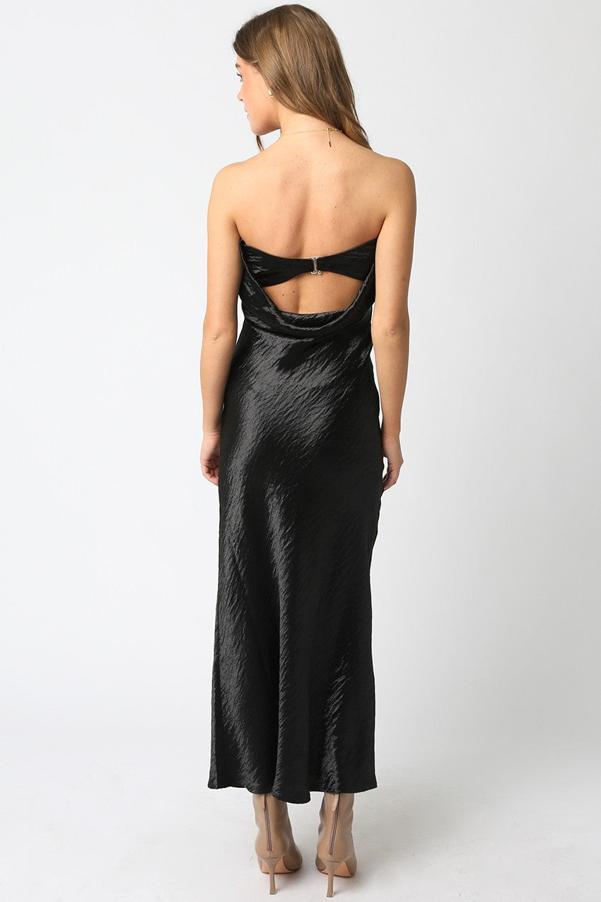 Celia Satin Dress Black