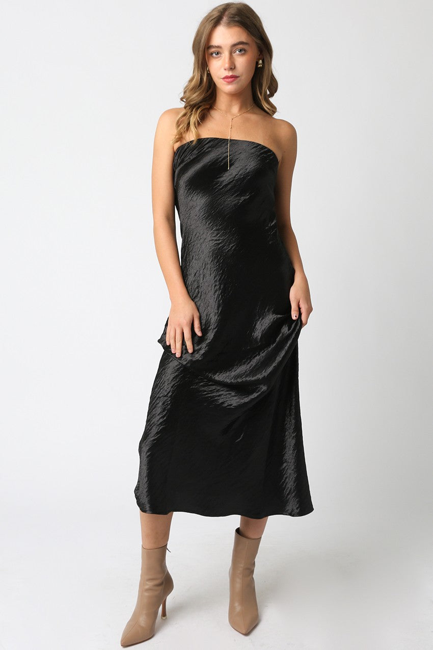 Celia Satin Dress Black