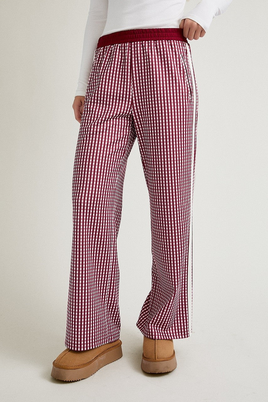 Side Stripe Track Pants Burgundy - Clothe Boutique