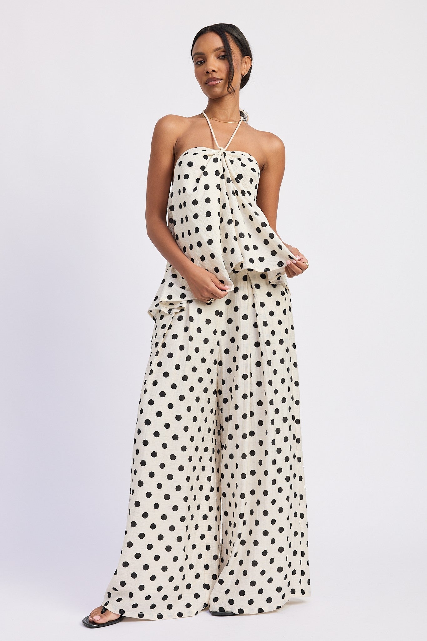 Linen Polka Dot Pants White