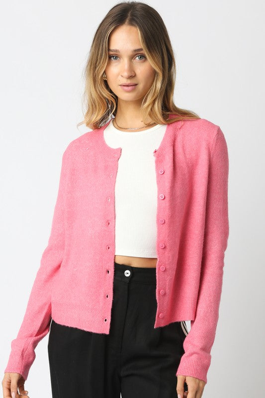 Button Down Cardigan Pink - Clothe Boutique