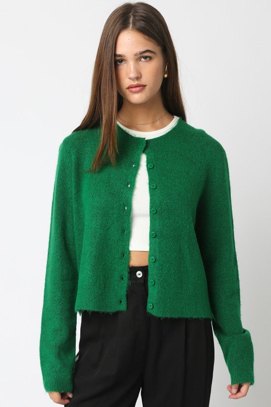 Button Down Cardigan Green - Clothe Boutique