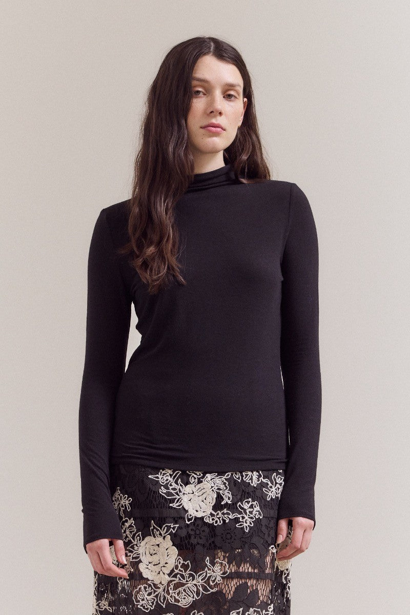 Mock Neck Fitted Top Black – Clothe Boutique