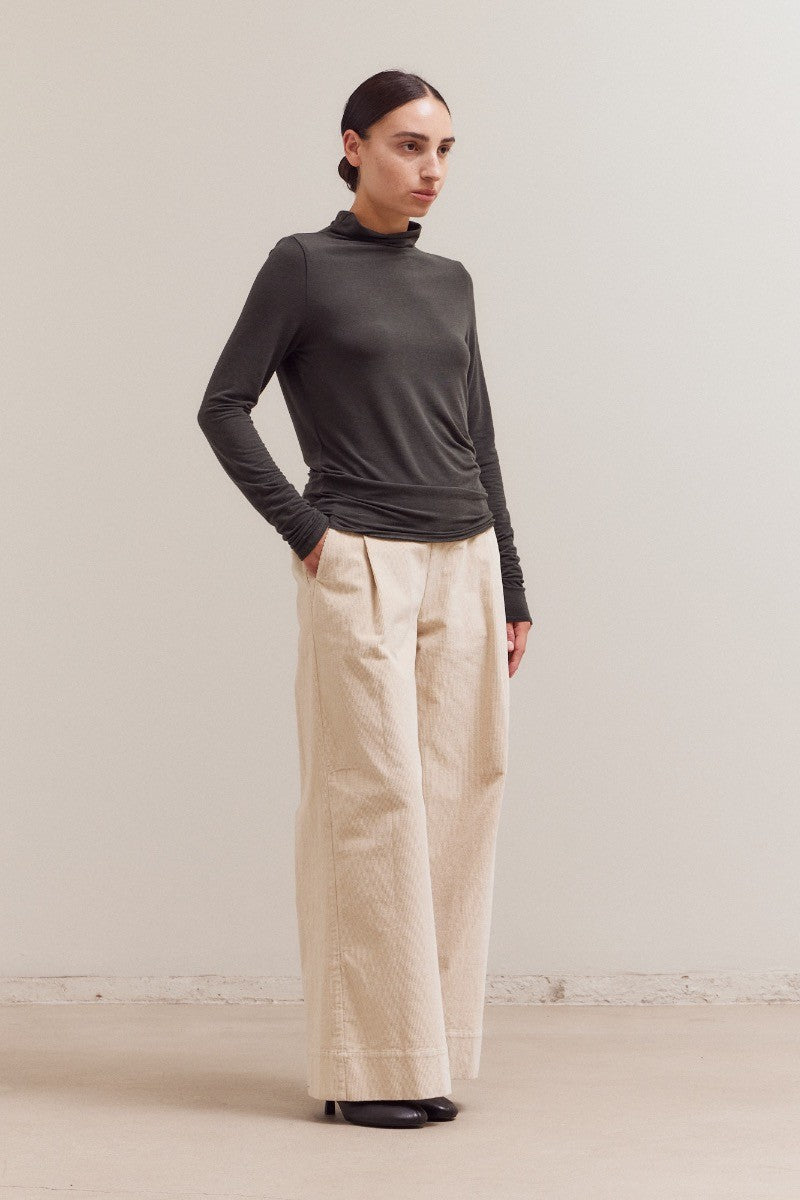 Mock Neck Fitted Top Deep Forest