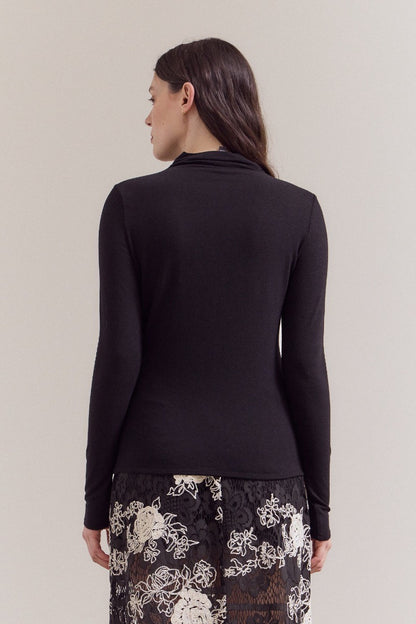 Mock Neck Fitted Top Black - Clothe Boutique