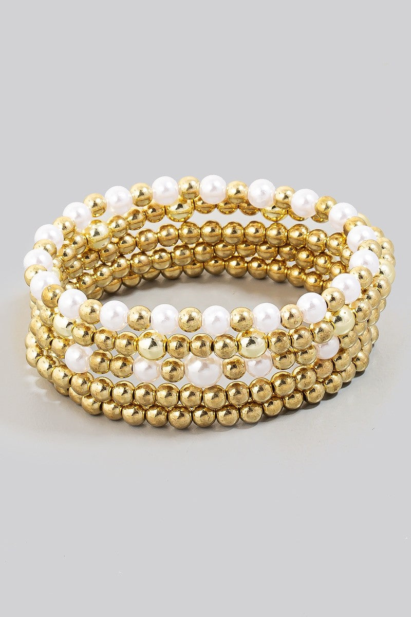 Pearl Beaded Bracelet Stack