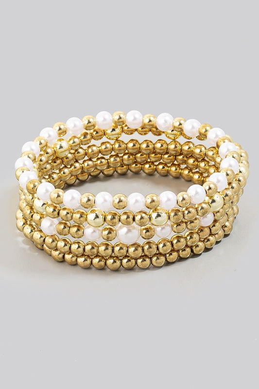 Pearl Beaded Bracelet Stack