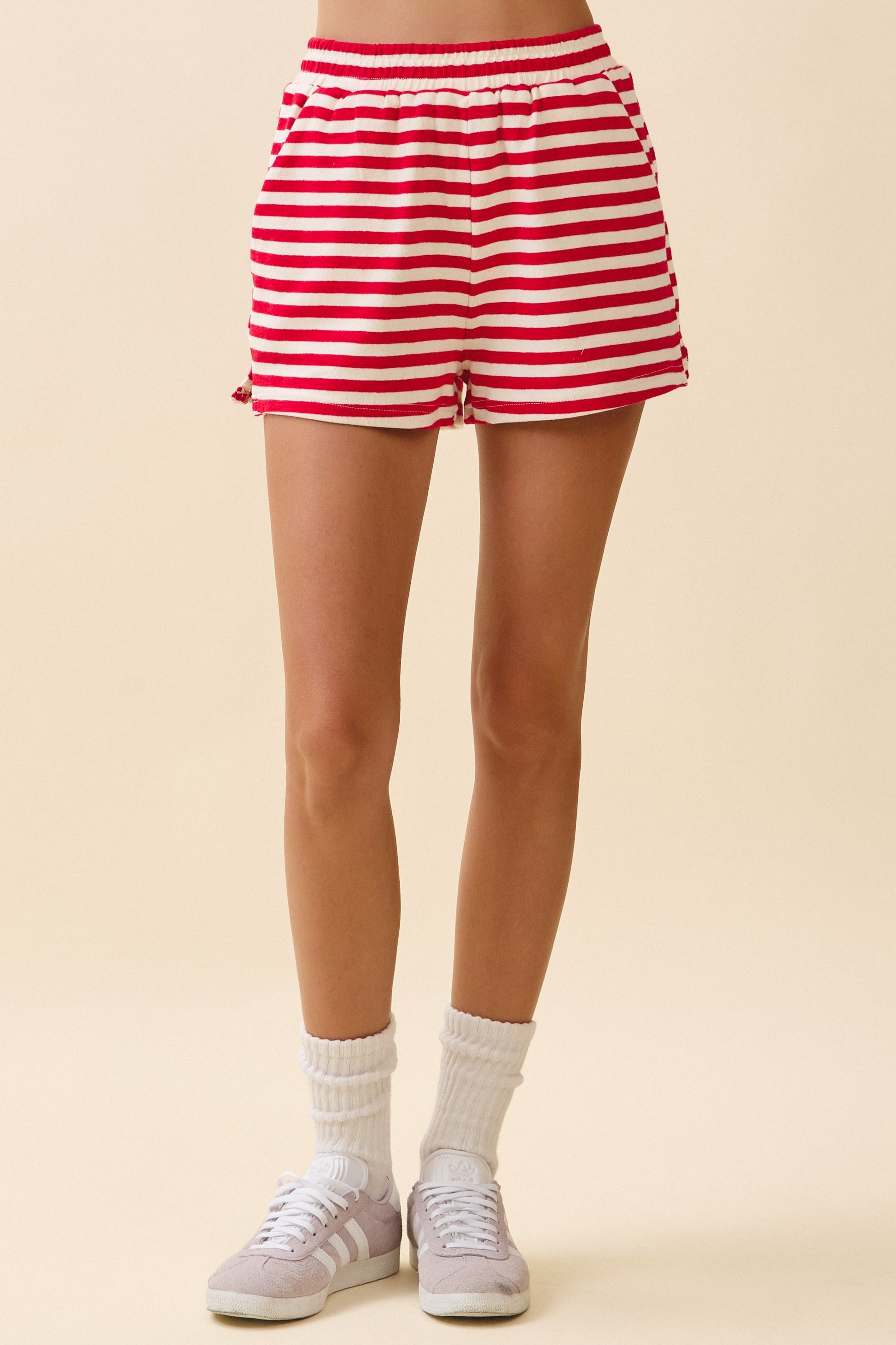 Red Striped Pullover & Shorts Set Of 2 - Clothe Boutique