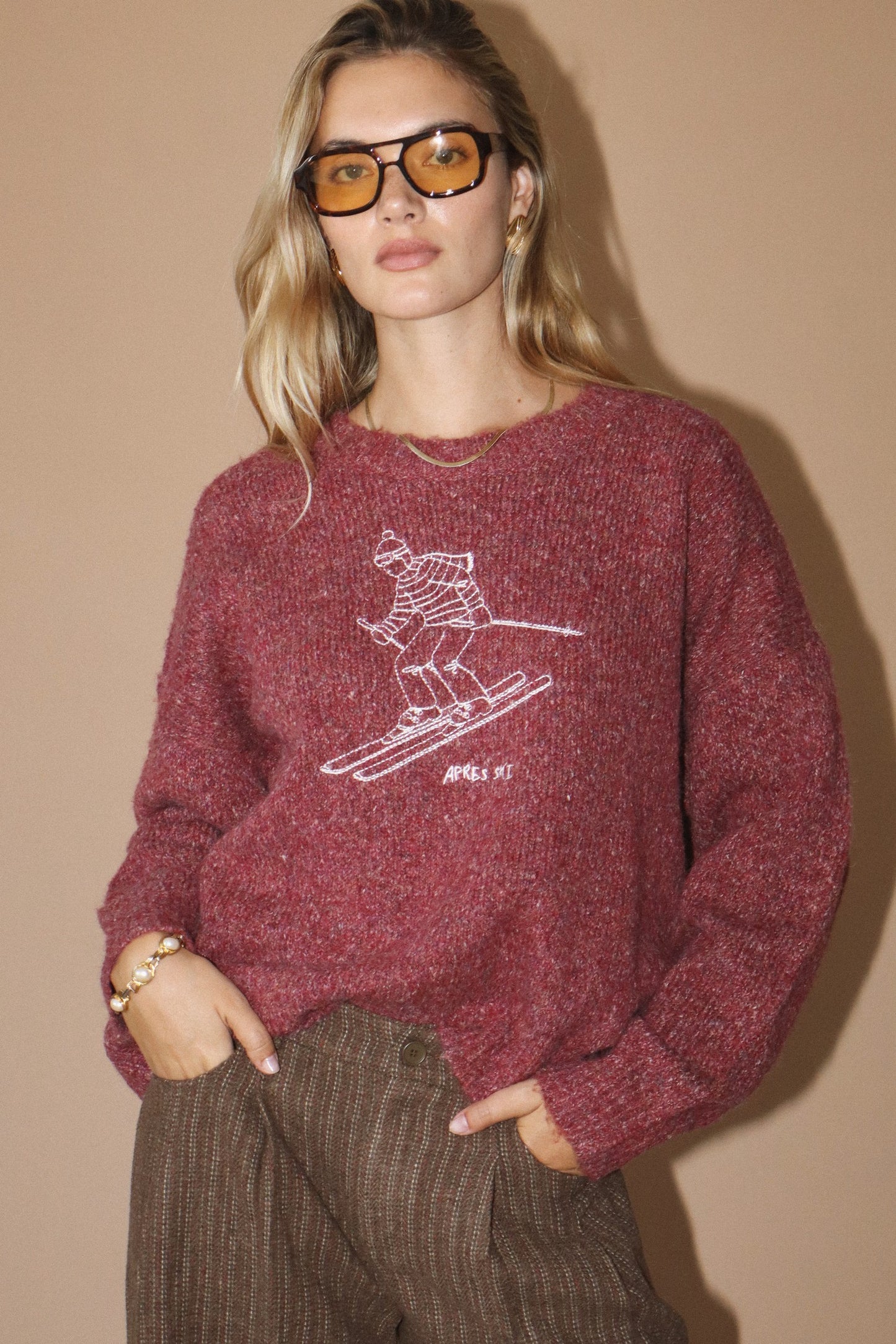Apres Ski Embroidered Winter Berry Sweater