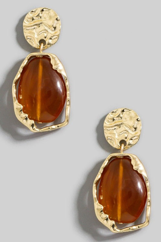 Resin Oval Stone Earrings