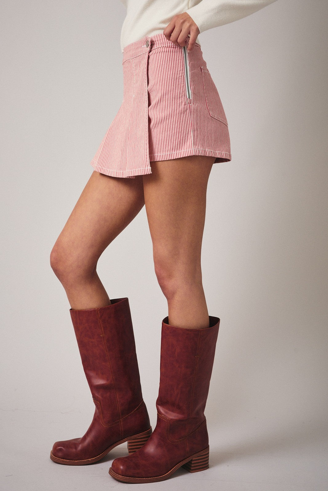 Pleated Stripe Twill Mini Skort - Clothe Boutique