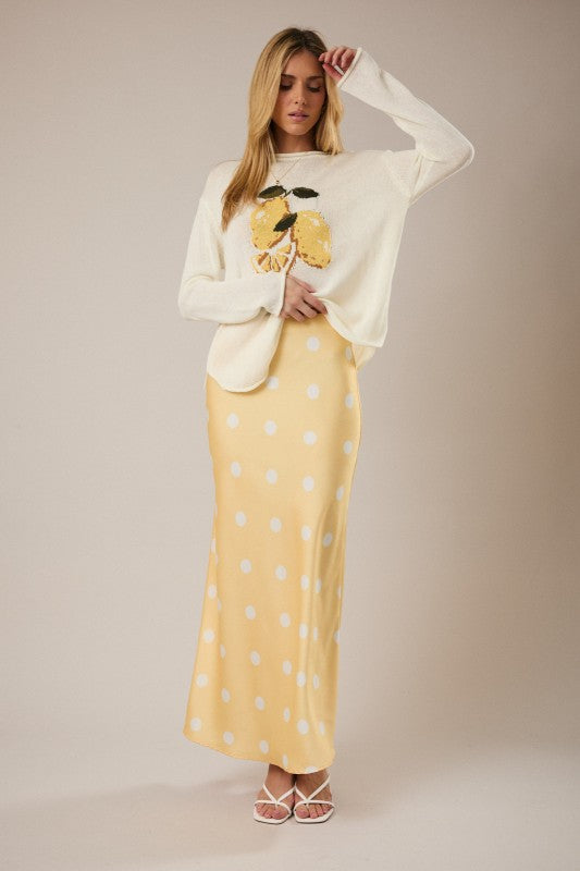 Polka Dot Midi Skirt Yellow - Clothe Boutique