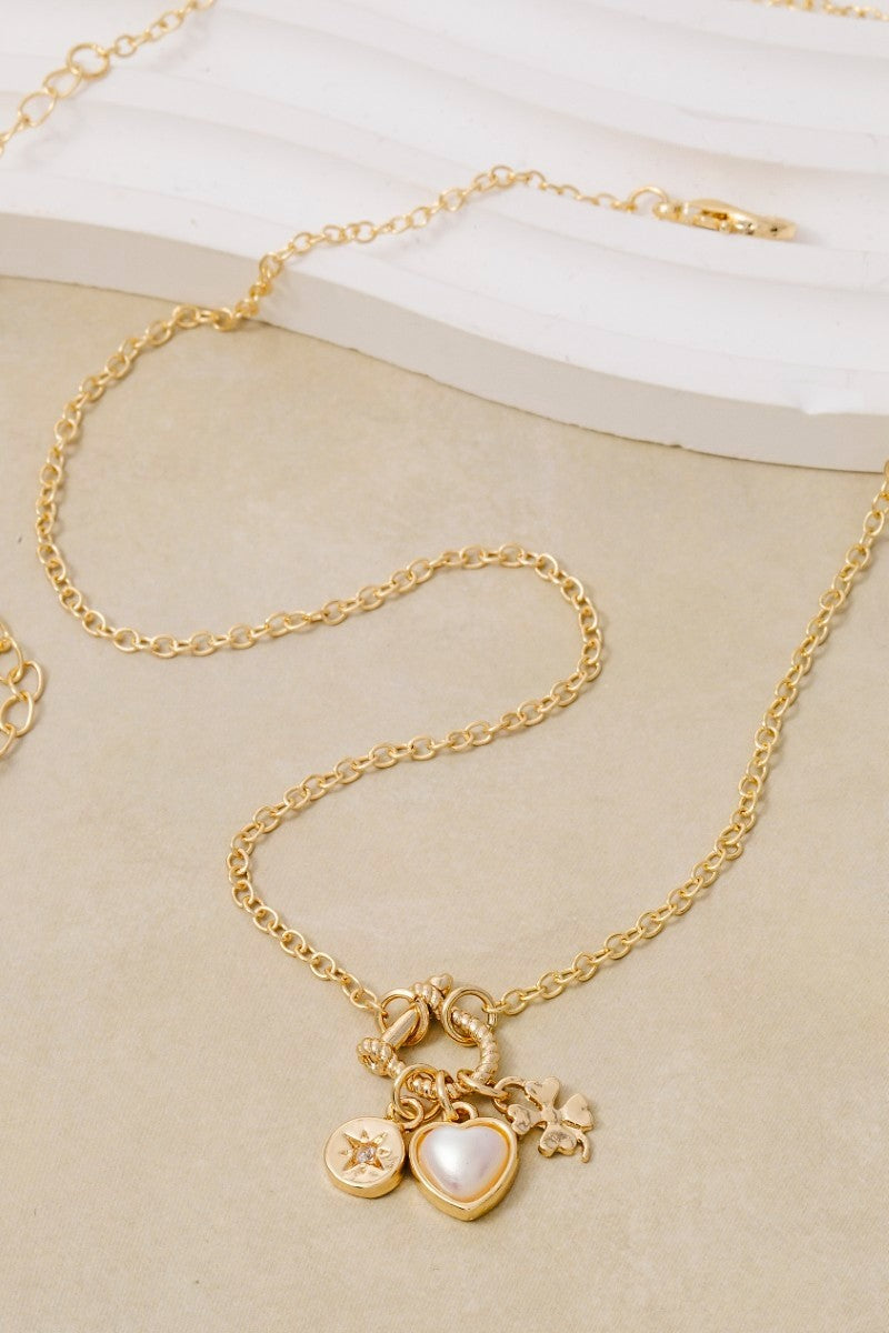 Clover + Heart Charm Necklace