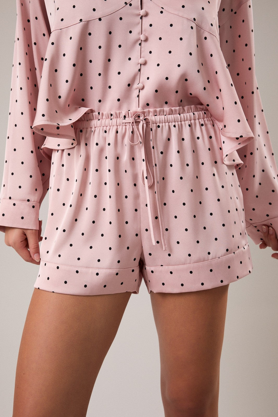 Pink Satin Polka Dot Pajamas Set of 2 - Clothe Boutique