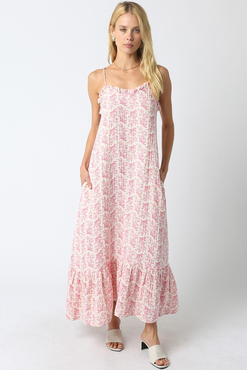 Pink Floral Ruffle Maxi Dress - Clothe Boutique