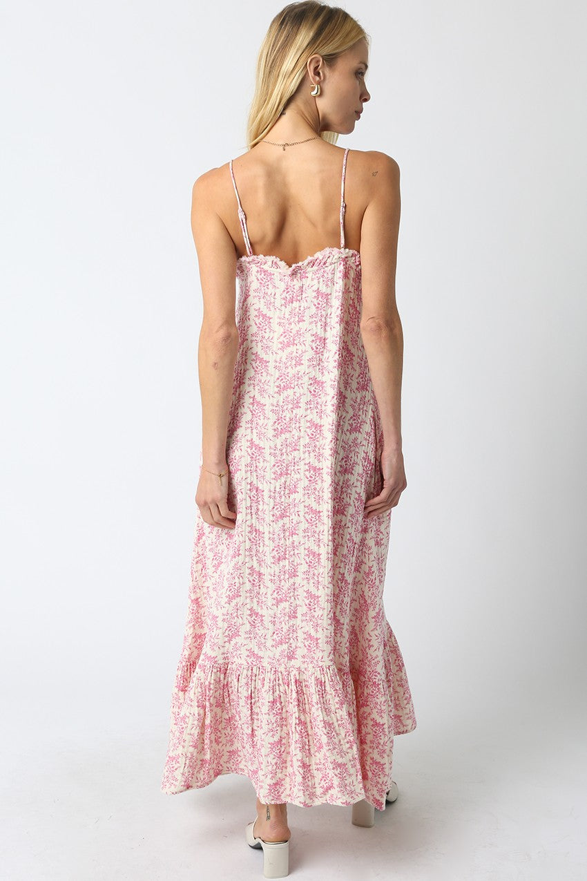 Pink Floral Ruffle Maxi Dress - Clothe Boutique