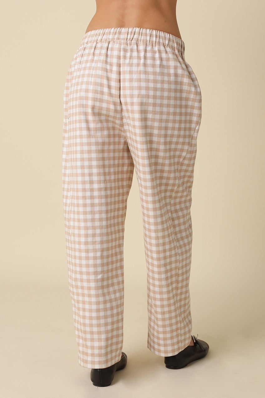 Khaki/White Gingham Pants - Clothe Boutique