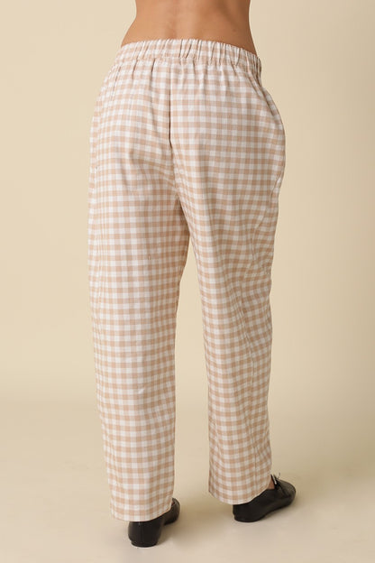 Khaki/White Gingham Pants - Clothe Boutique
