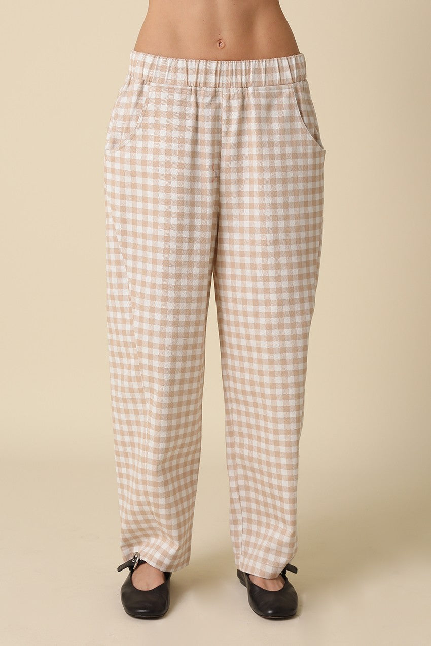 Khaki/White Gingham Pants - Clothe Boutique