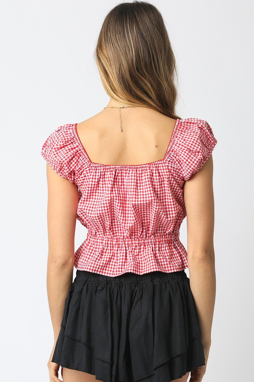 Melody Red Gingham Top - Clothe Boutique