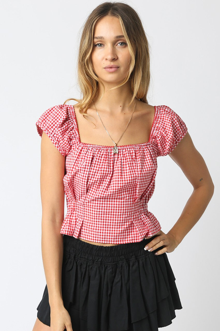 Melody Red Gingham Top - Clothe Boutique