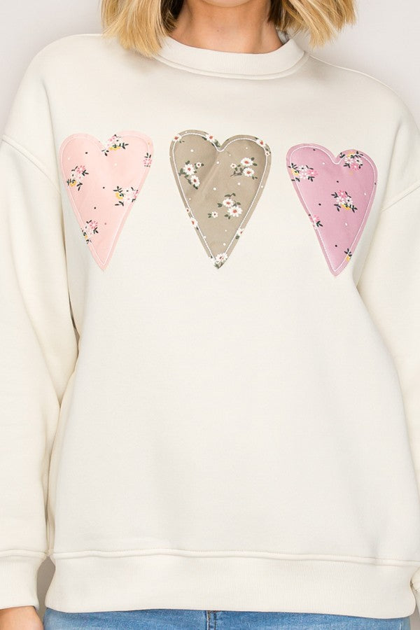 Floral Heart Patch Pullover
